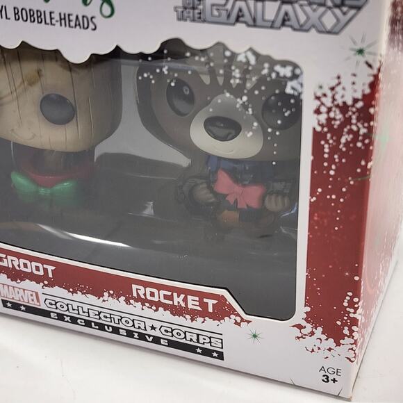 Funko Pop! Marvel Bobblers Groot/Rocket Collectors Corp Xmas Exclusive 2-Pack - Picture 2 of 9